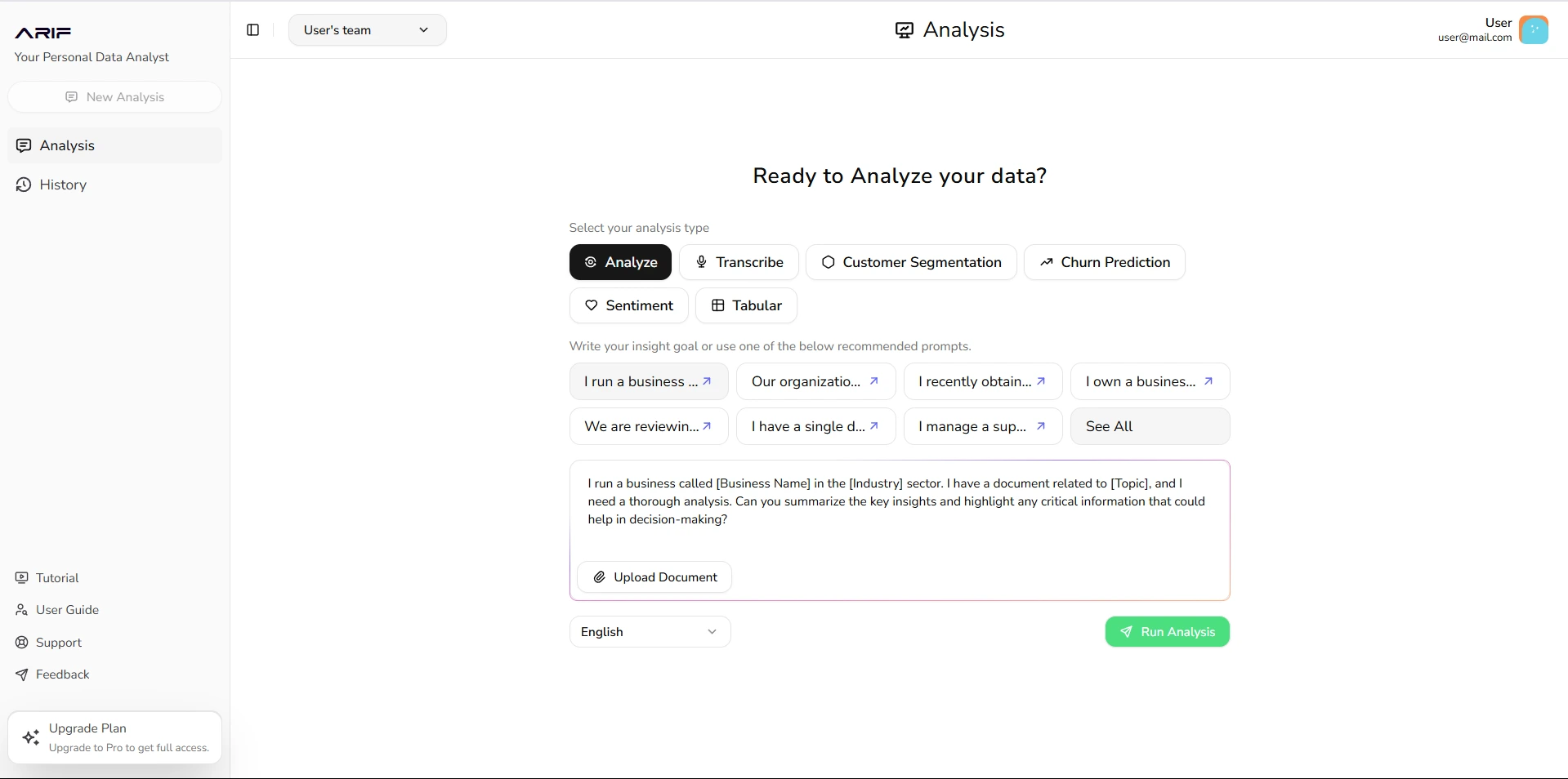Analyze Tutorial